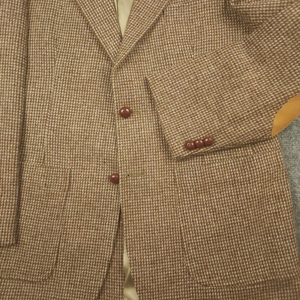 Vtg 80s Ivy Style Tweed Wool Barleycorn Sport Coat Mens 40R Elbow Patch Pocket - Picture 7 of 12